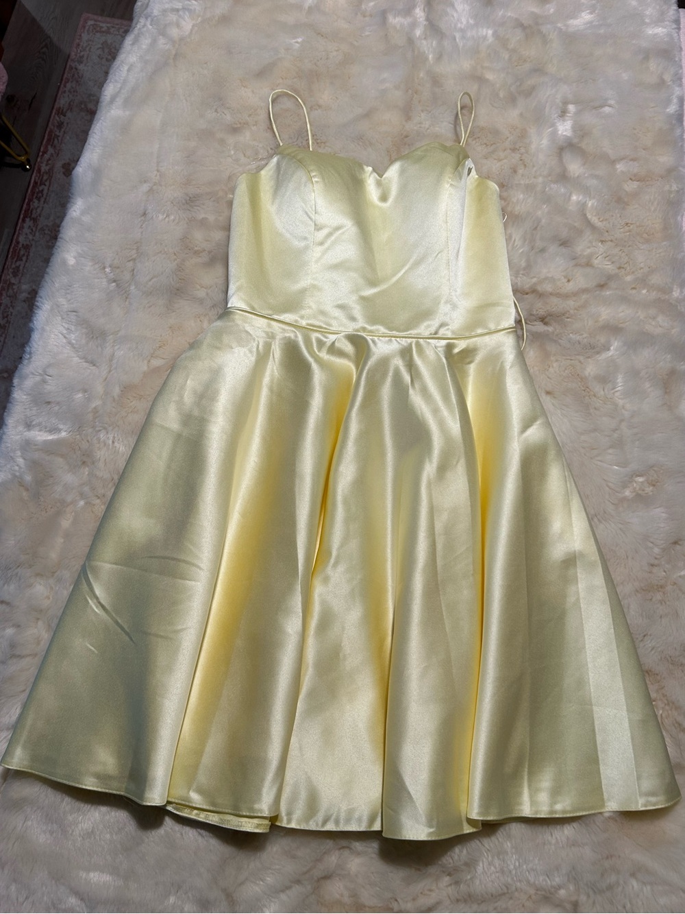 Stacees Yellow Satin Formal Dress